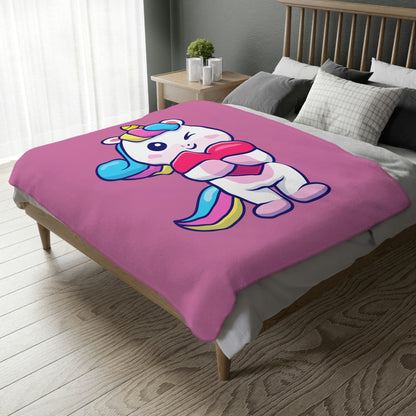 Unicorn Love Velveteen Minky Blanket (Two-sided print)