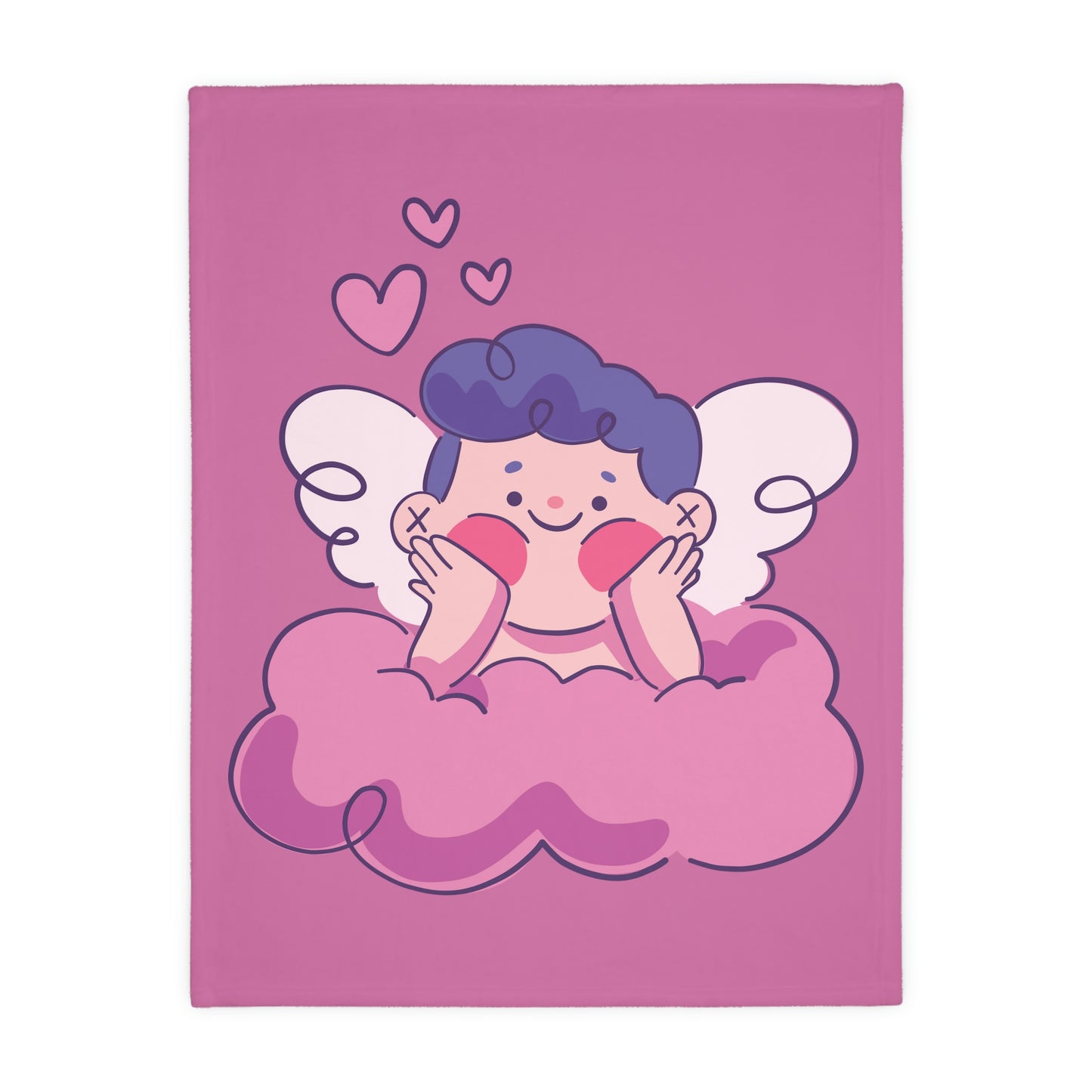 Valentine Boy on Cloud Velveteen Minky Blanket (Two-sided print)