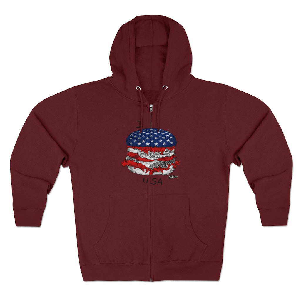 I Hamburger USA  Full Zip Hoodie
