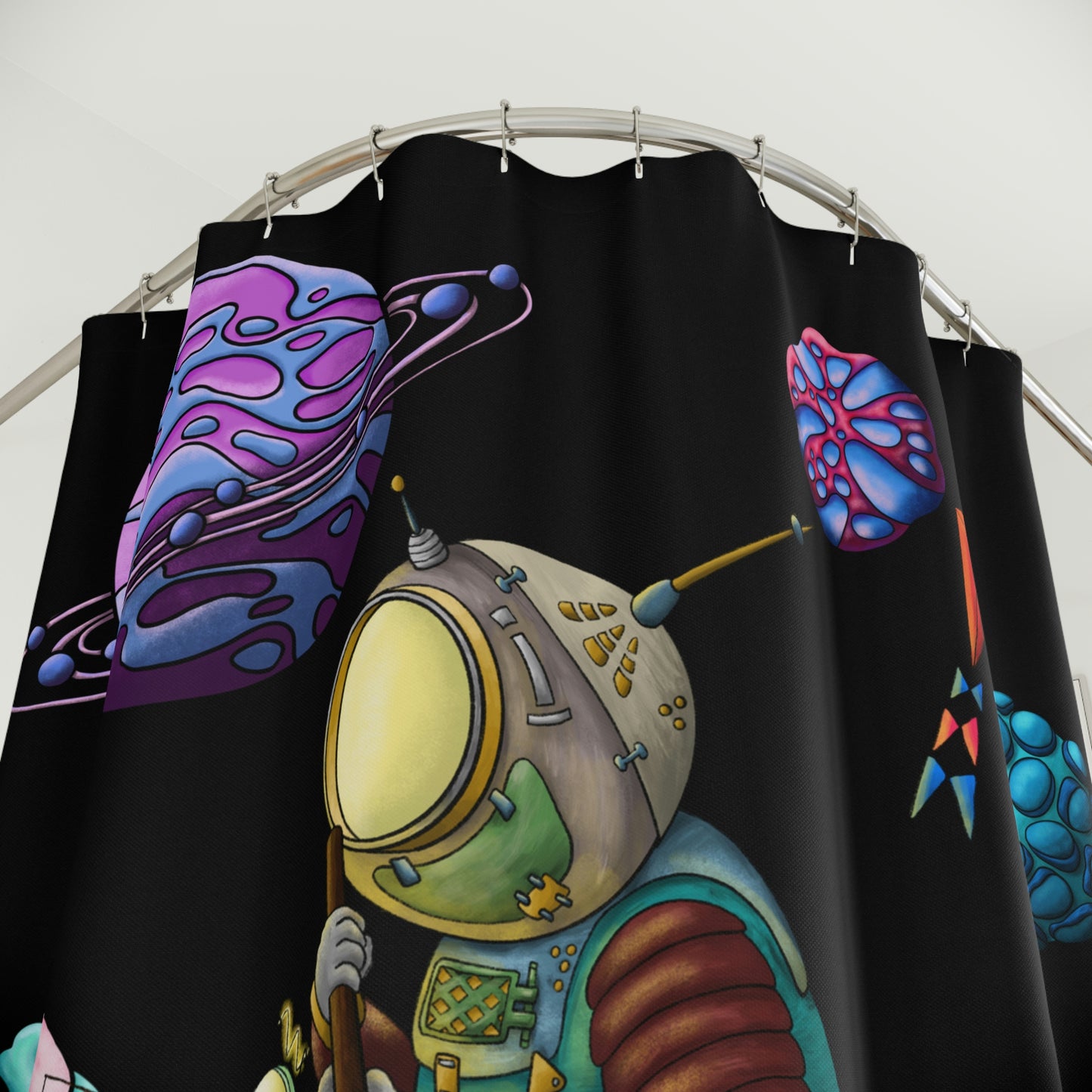 Space Walk Polyester Shower Curtain