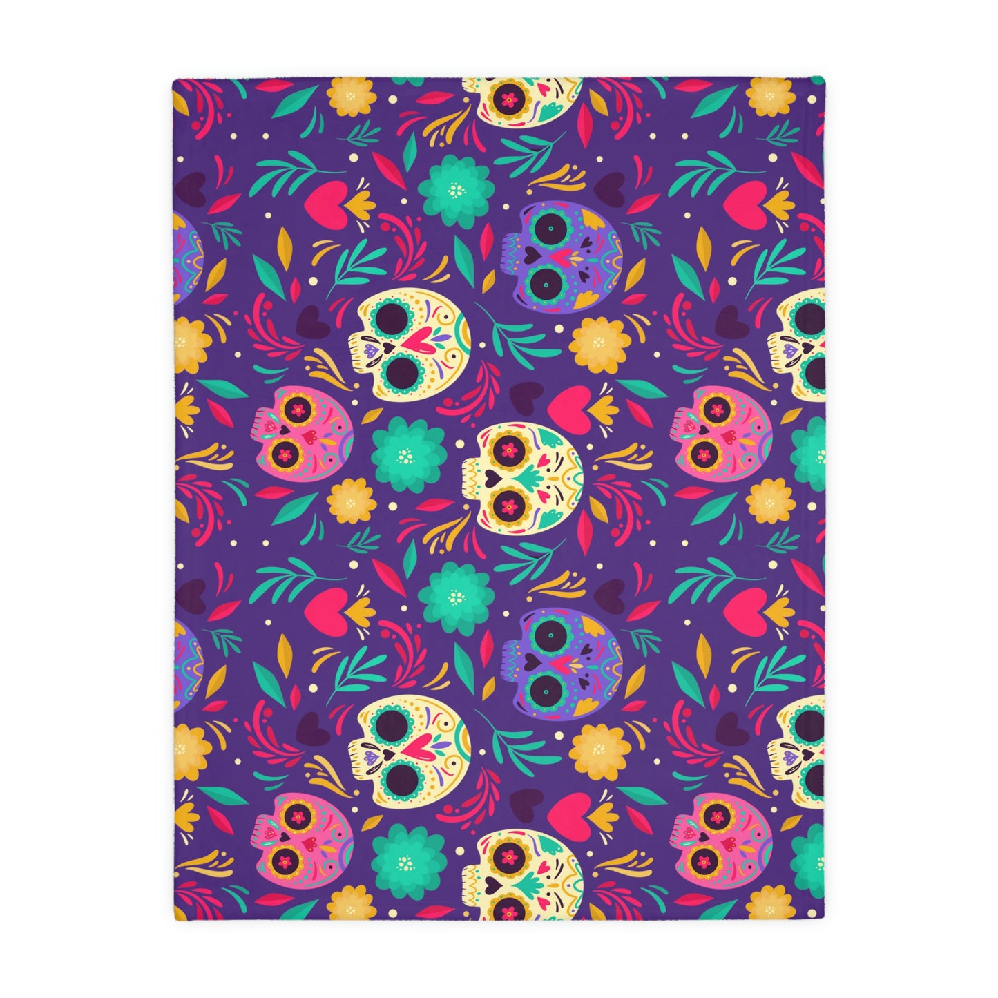 Mexican Skull Velveteen Minky Blanket (Two-sided print)
