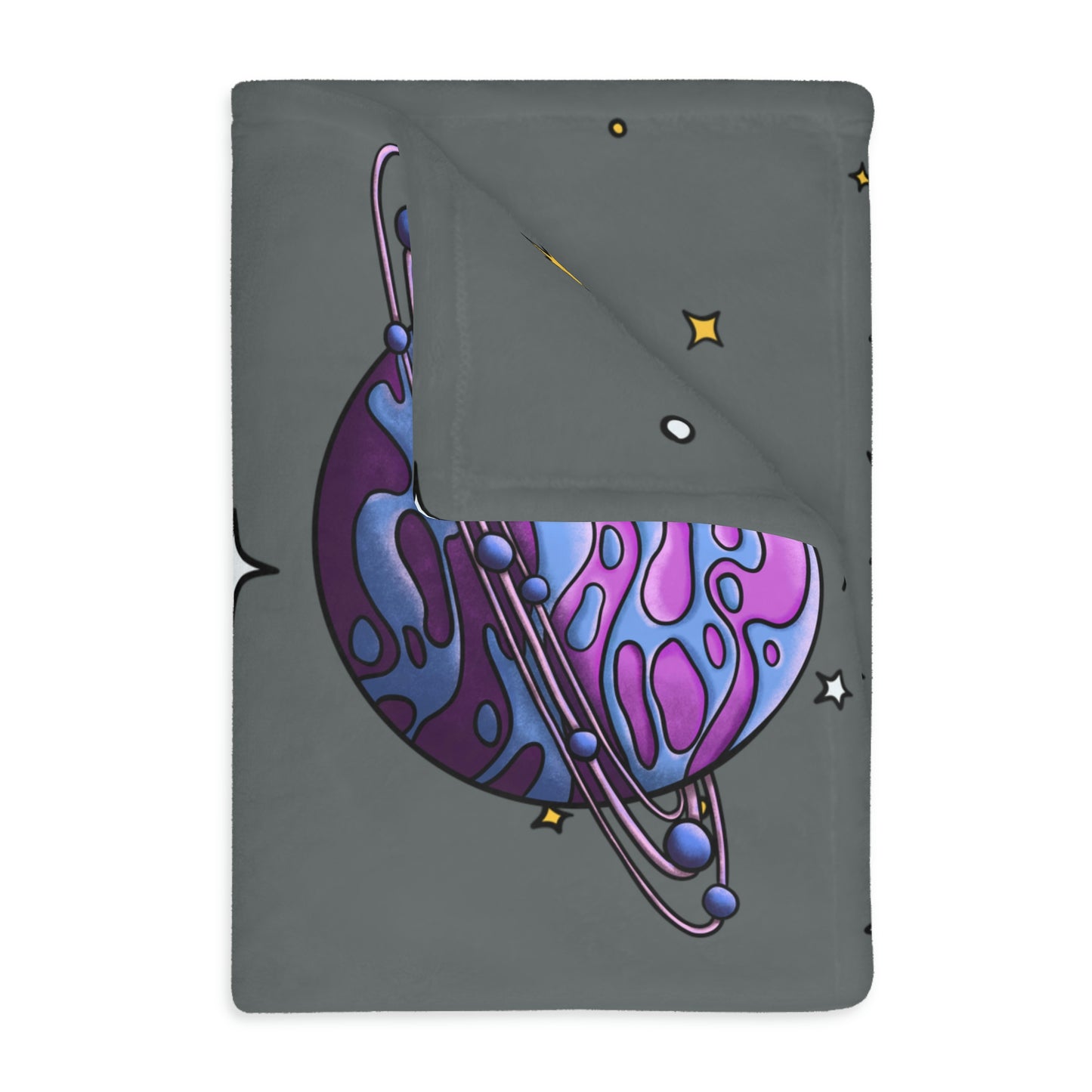 Space Walk Velveteen Minky Blanket (Two-sided print)