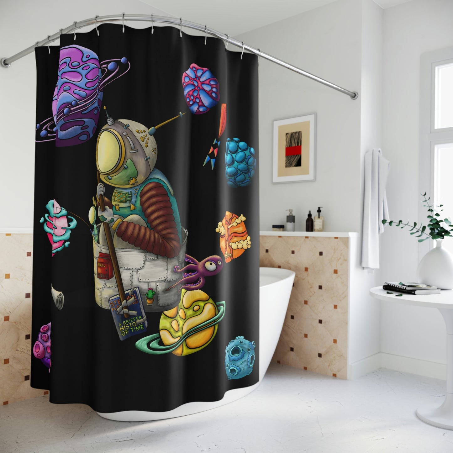 Space Walk Polyester Shower Curtain