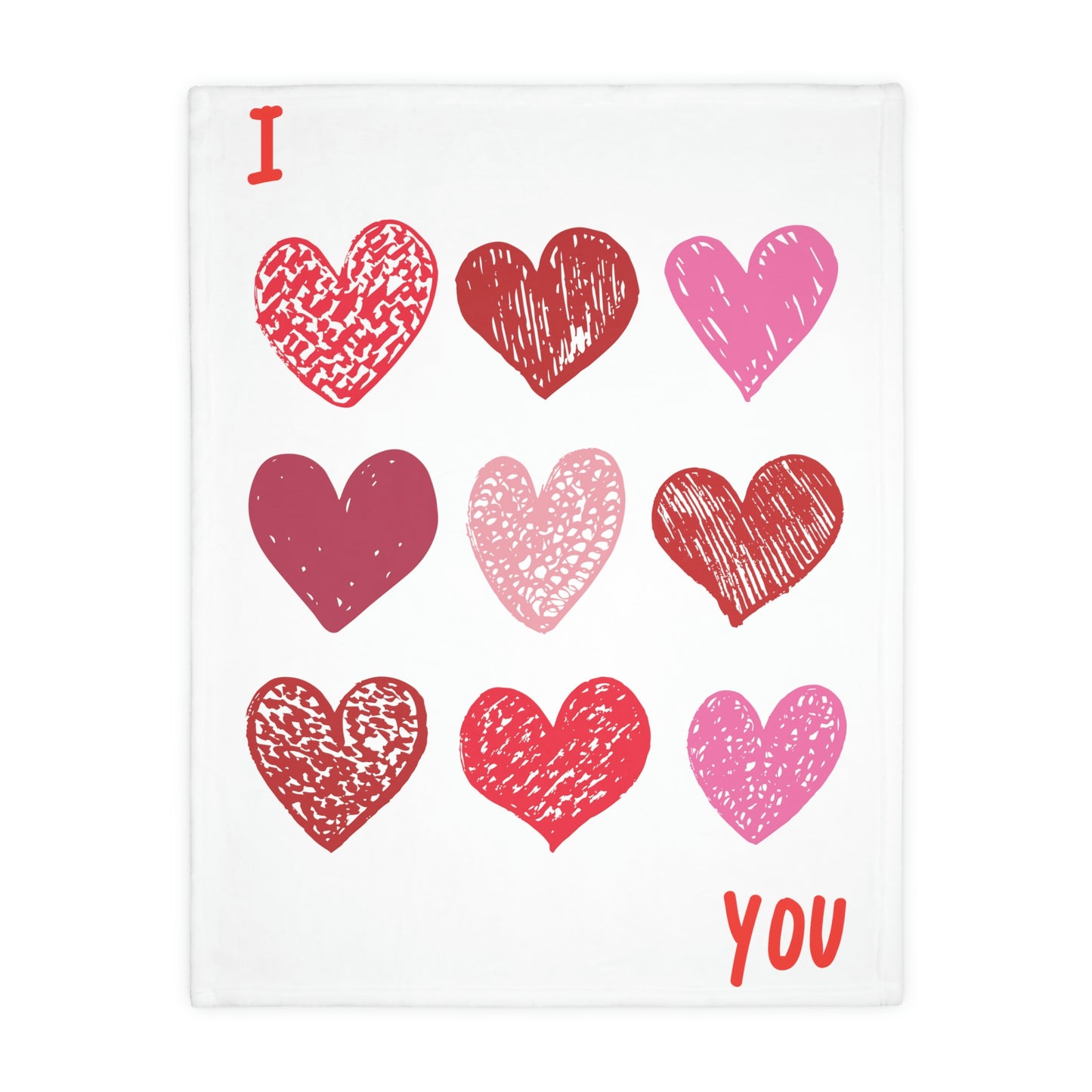 I LOVE YOU Velveteen Minky Blanket (Two-sided print)