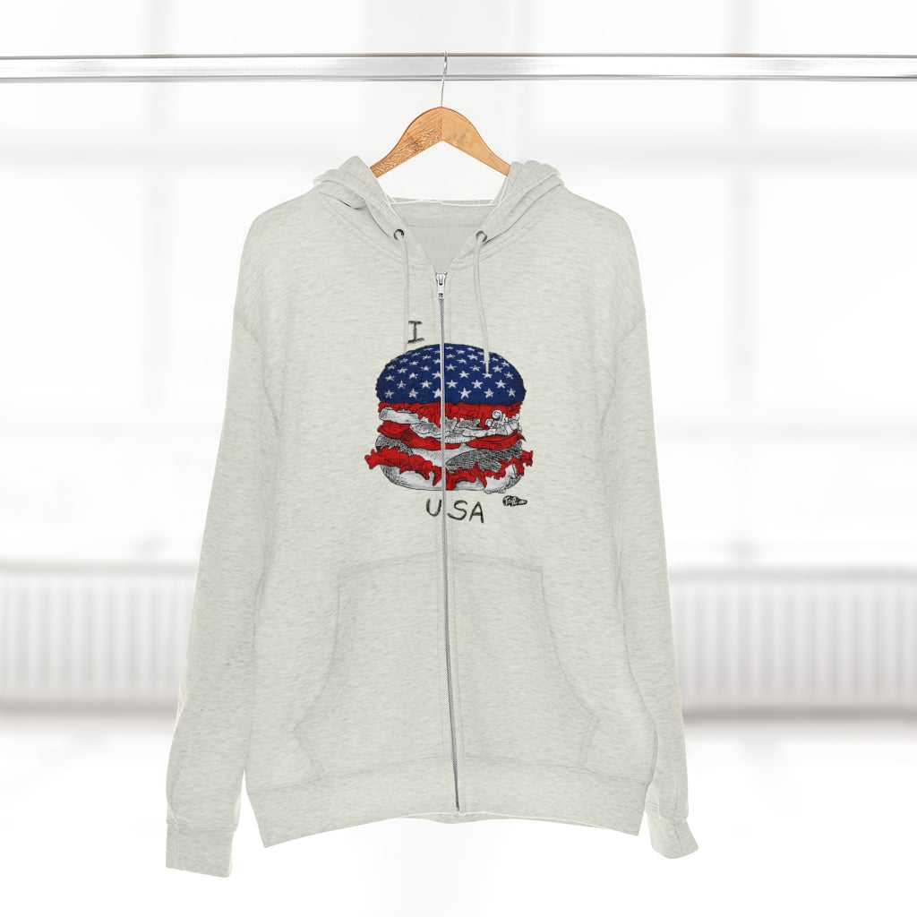 I Hamburger USA  Full Zip Hoodie