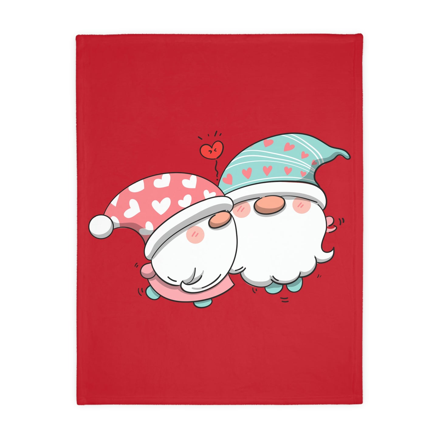 Two Valentine Gnomes Velveteen Minky Blanket (Two-sided print)