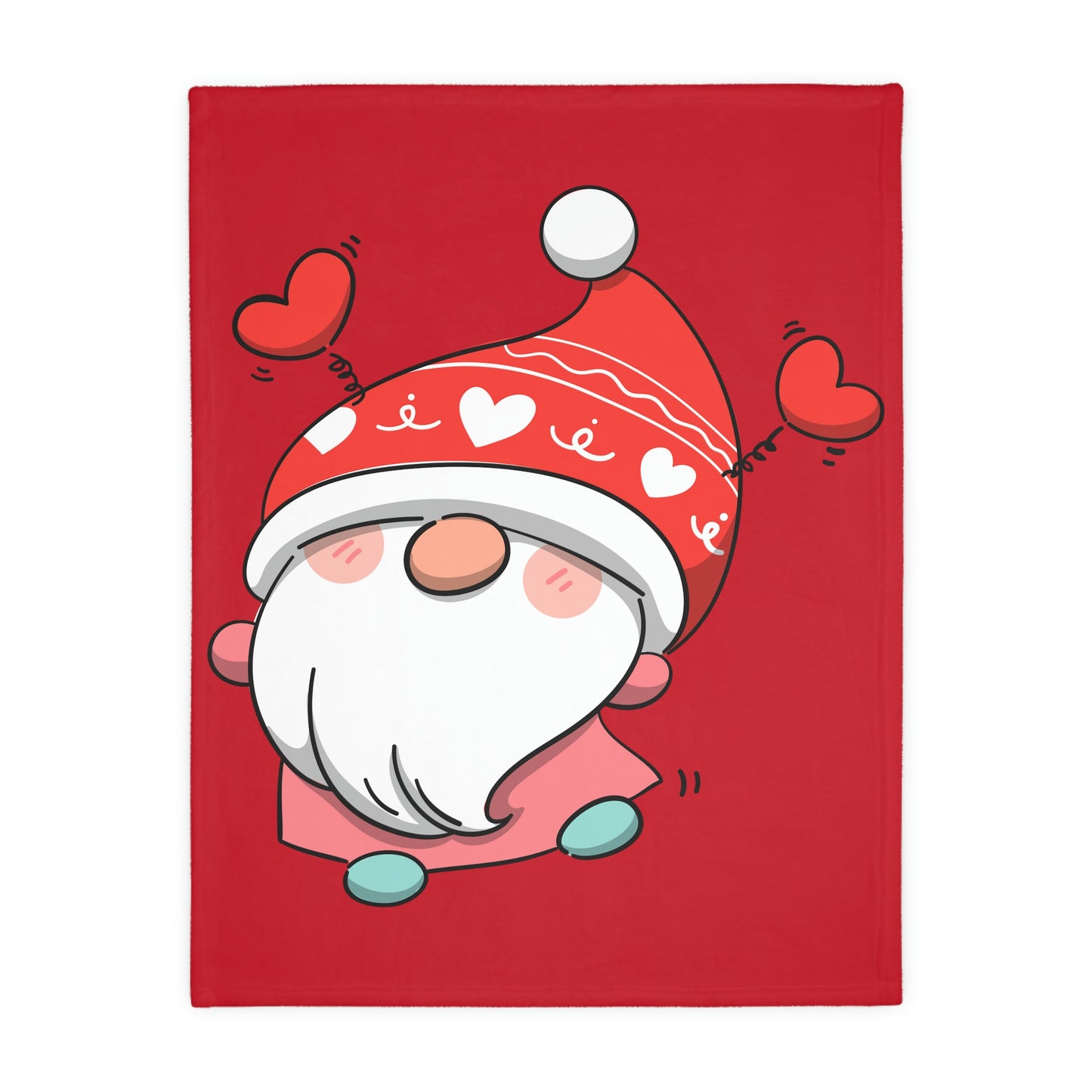 Valentine Gnome with Hurts Velveteen Minky Blanket (Two-sided print)