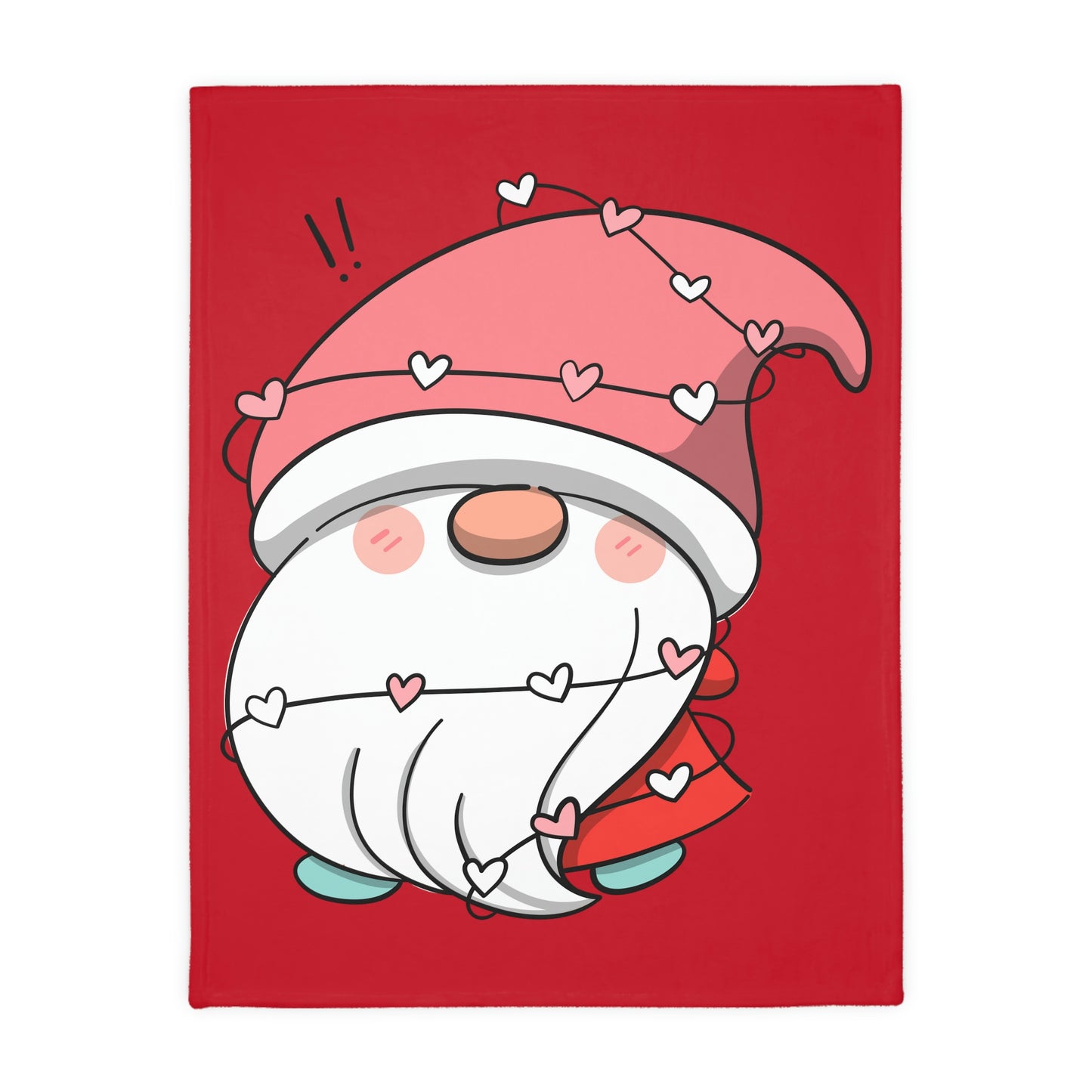 Valentine Gnome with Hurts Velveteen Minky Blanket (Two-sided print)