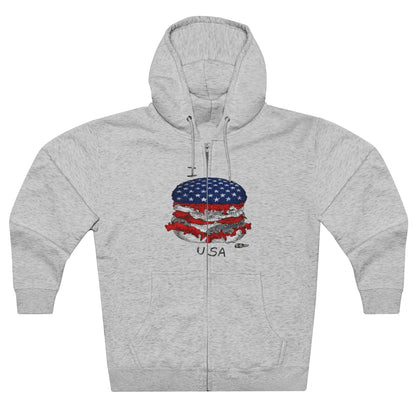 I Hamburger USA  Full Zip Hoodie