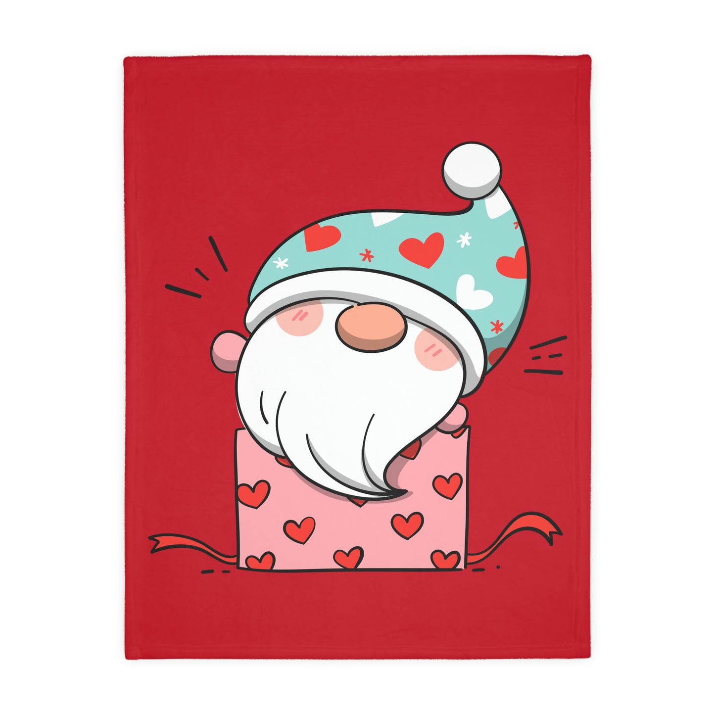 Valentine Gnome in Box Velveteen Minky Blanket (Two-sided print)