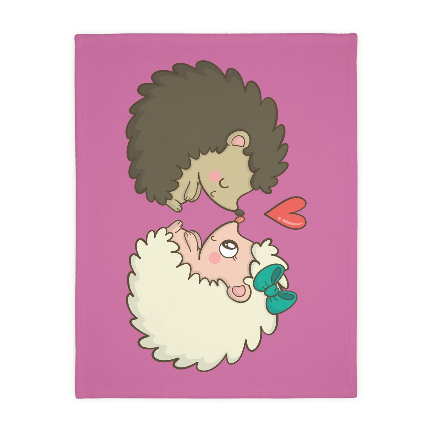 Hedgehog Love Velveteen Minky Blanket (Two-sided print)