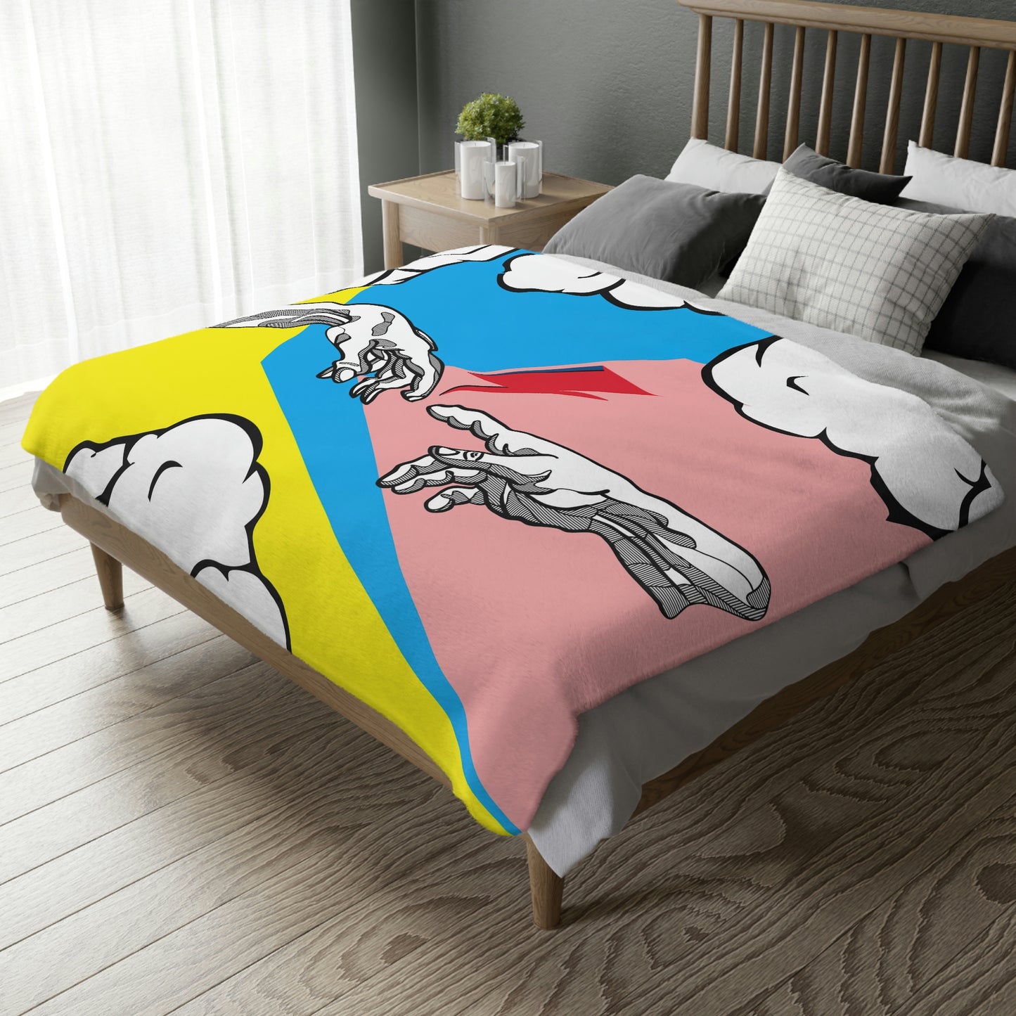 Pop-Art Michelangelo Velveteen Minky Blanket (Two-sided print)