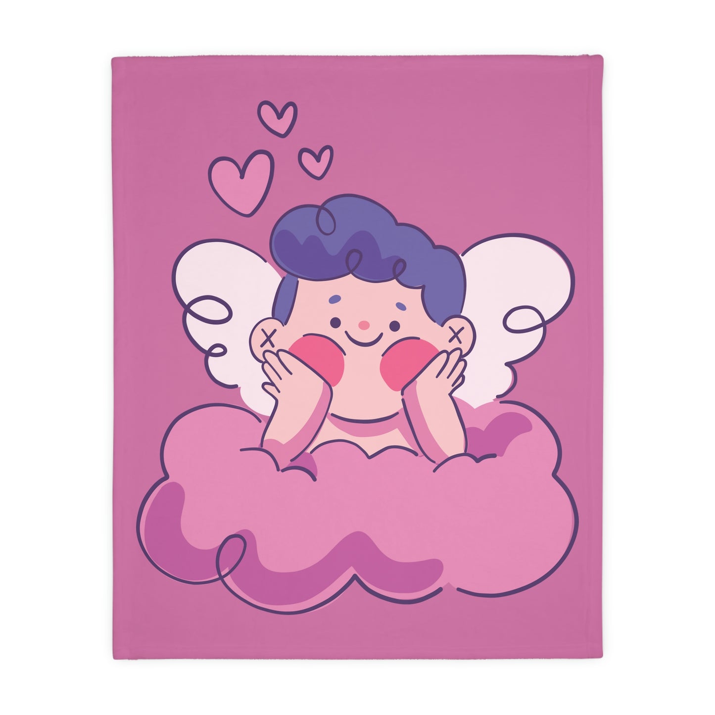 Valentine Boy on Cloud Velveteen Minky Blanket (Two-sided print)