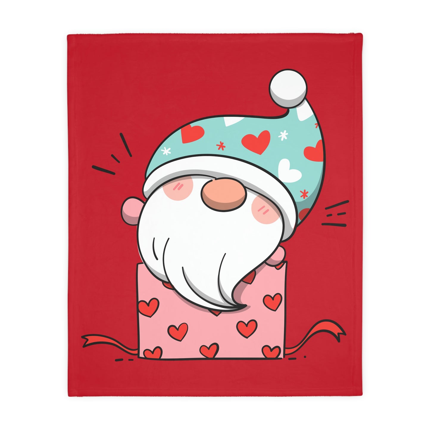 Valentine Gnome in Box Velveteen Minky Blanket (Two-sided print)
