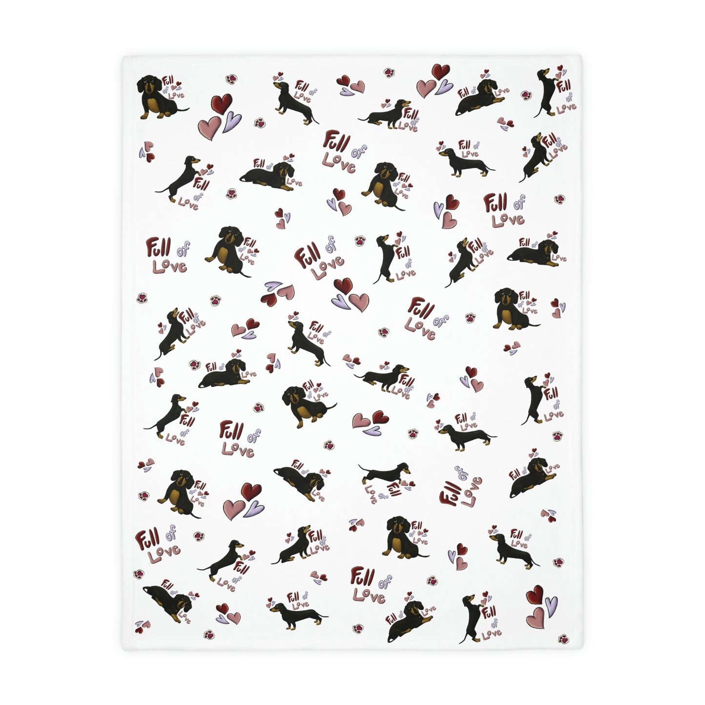 Dachshund Love Velveteen Minky Blanket (Two-sided print)