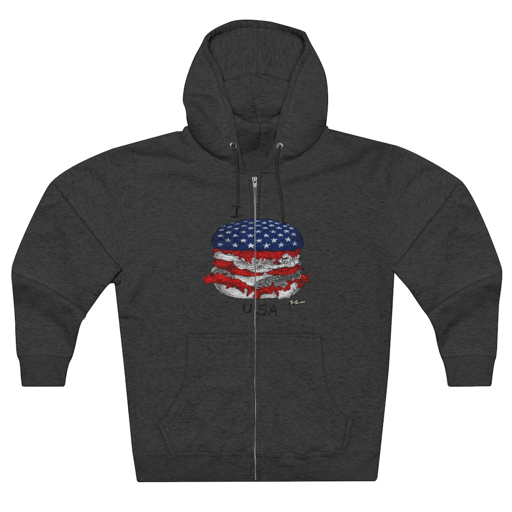I Hamburger USA  Full Zip Hoodie