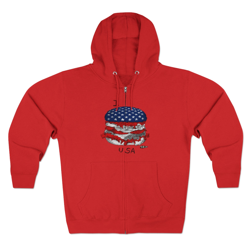 I Hamburger USA  Full Zip Hoodie