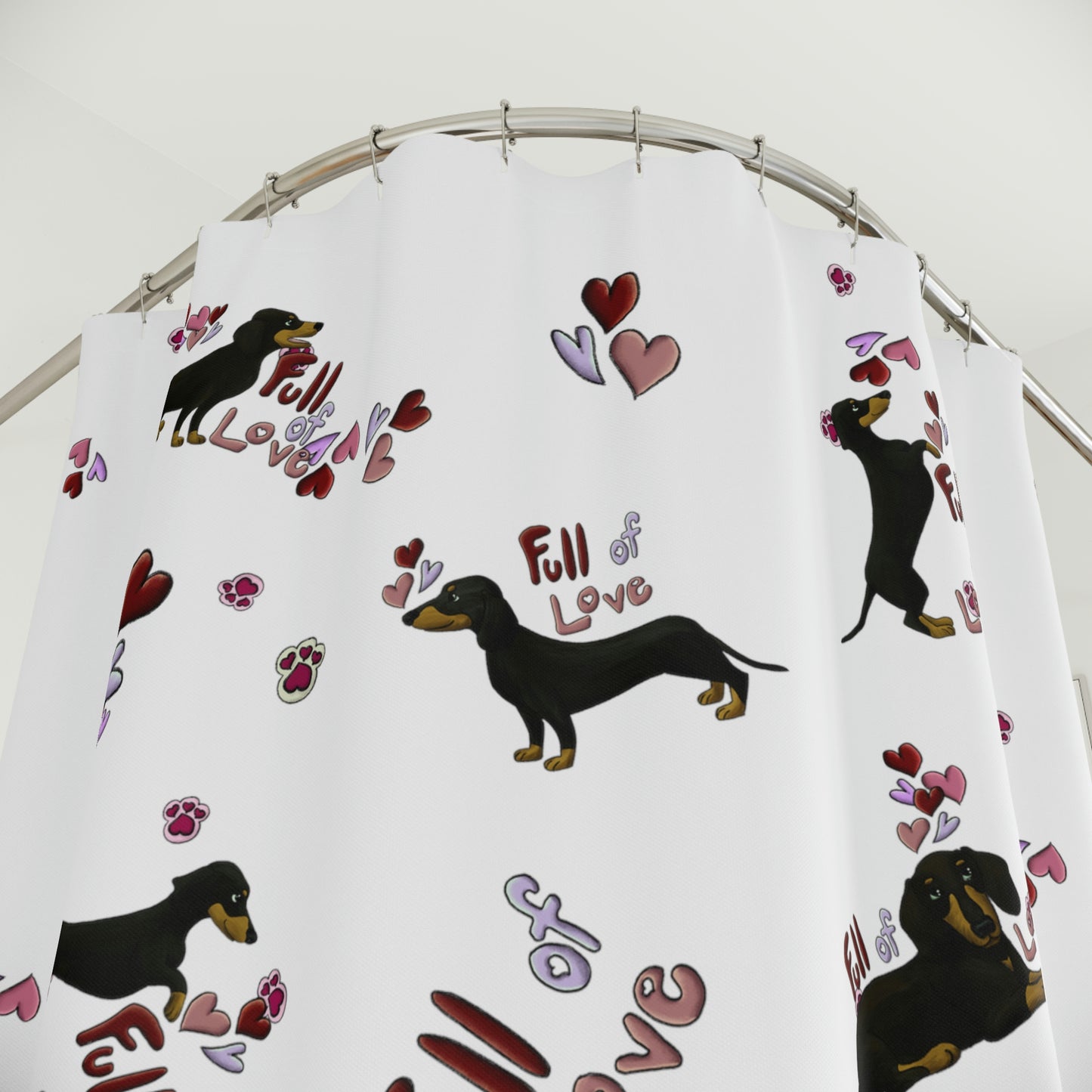 Dachshund Love Polyester Shower Curtain