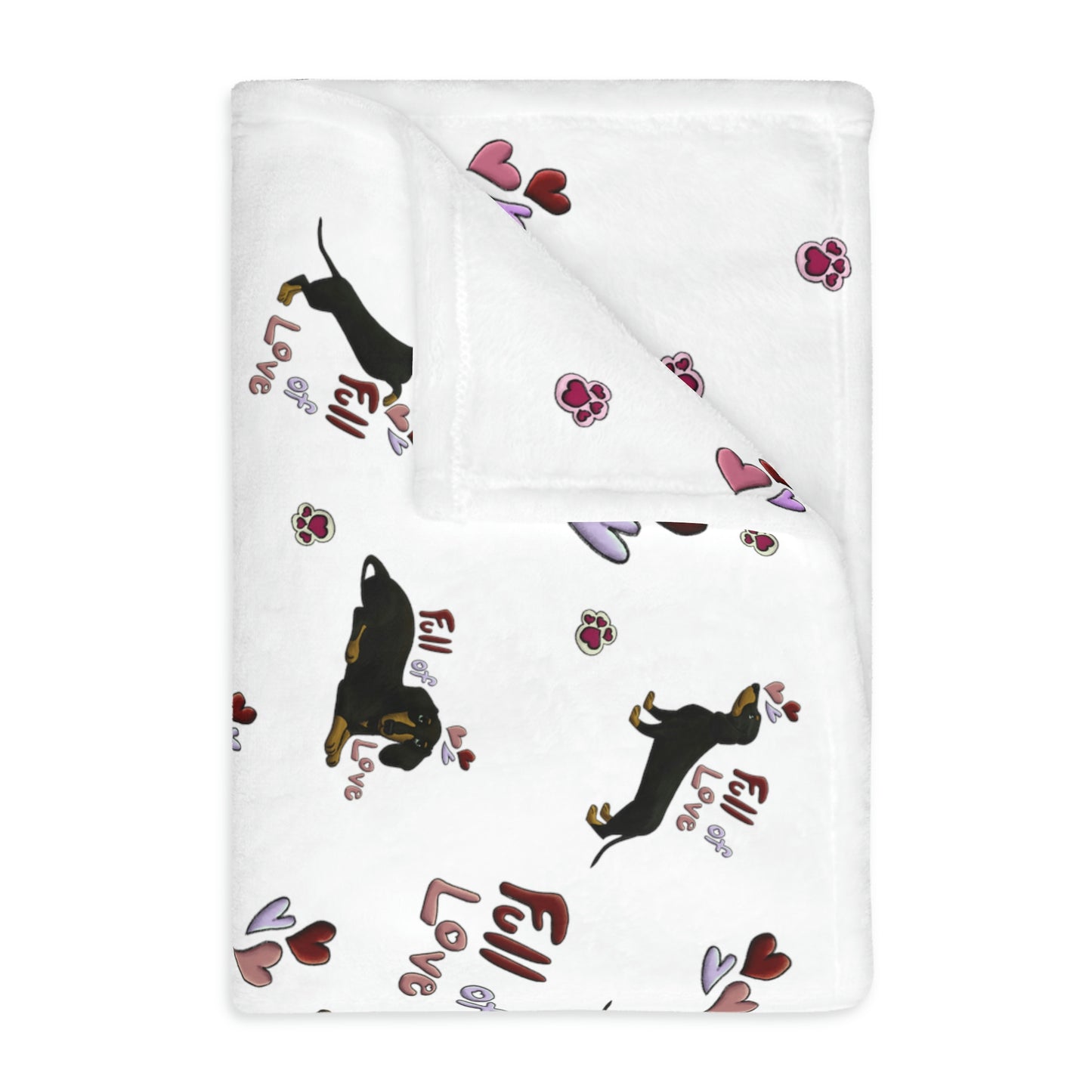 Dachshund Love Velveteen Minky Blanket (Two-sided print)