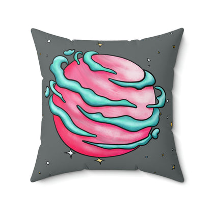 Pink Planet Square Pillow