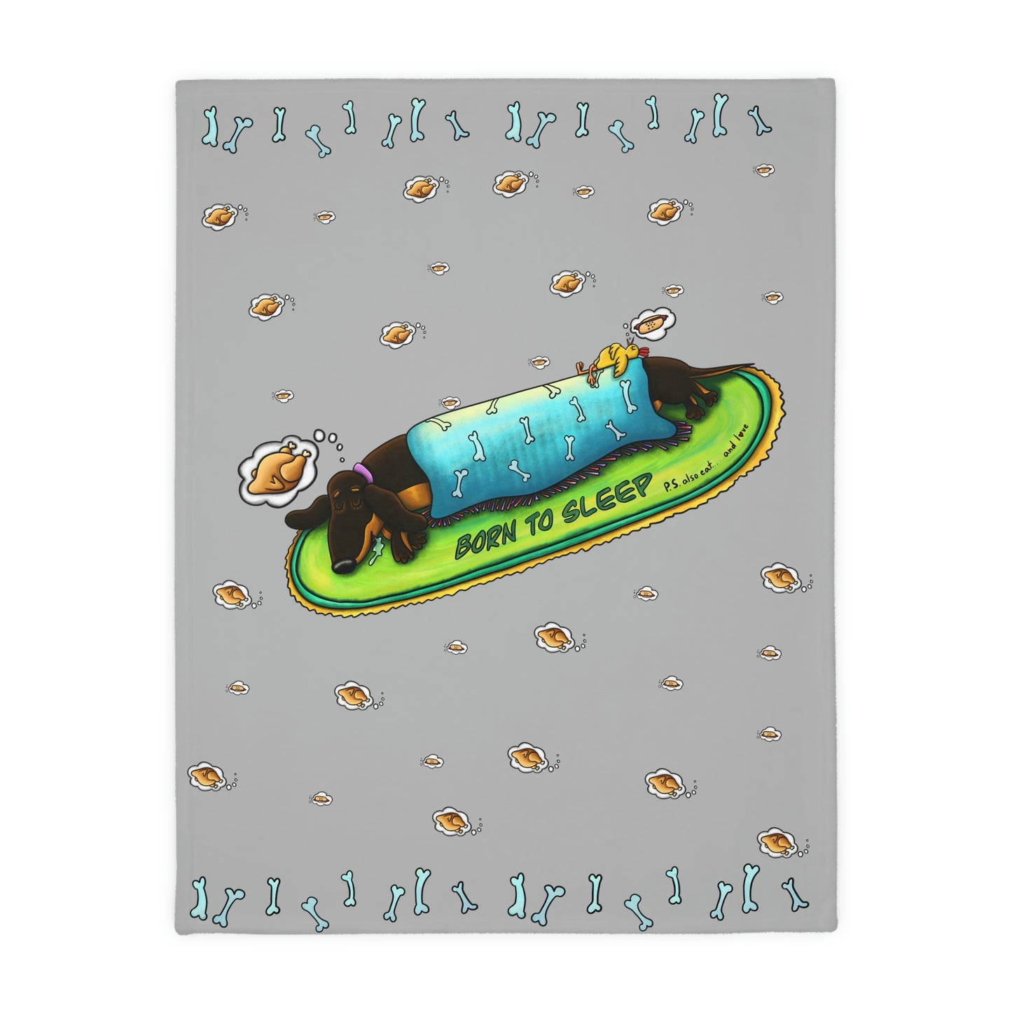 Dachshund Dreaming Velveteen Minky Blanket (Two-sided print)